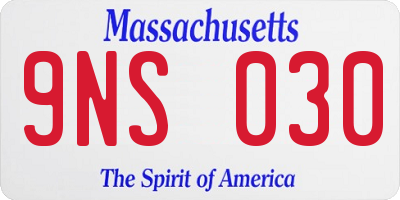 MA license plate 9NS030