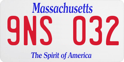 MA license plate 9NS032