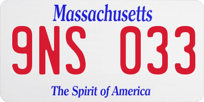 MA license plate 9NS033