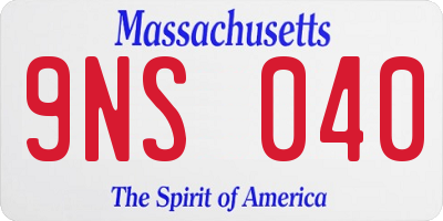 MA license plate 9NS040