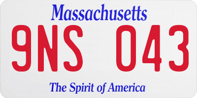 MA license plate 9NS043
