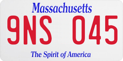 MA license plate 9NS045