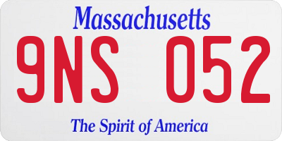 MA license plate 9NS052