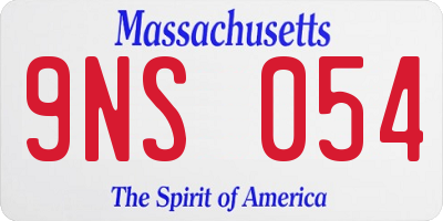 MA license plate 9NS054