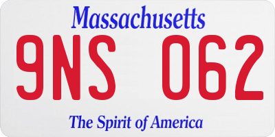MA license plate 9NS062
