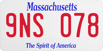 MA license plate 9NS078