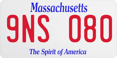 MA license plate 9NS080