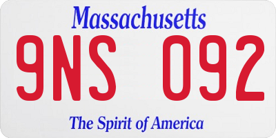 MA license plate 9NS092