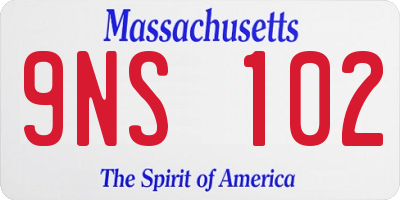 MA license plate 9NS102