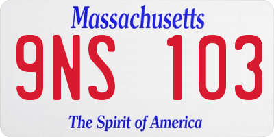 MA license plate 9NS103