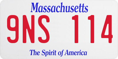 MA license plate 9NS114