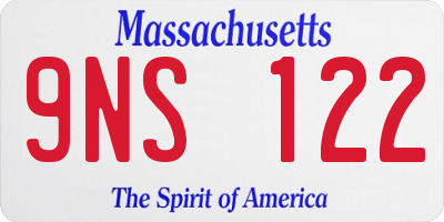MA license plate 9NS122