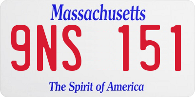 MA license plate 9NS151