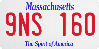 MA license plate 9NS160