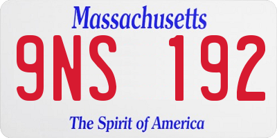 MA license plate 9NS192