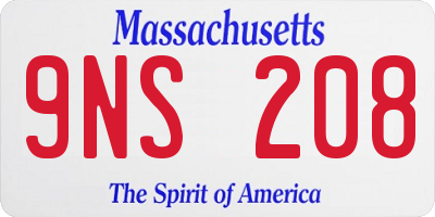 MA license plate 9NS208