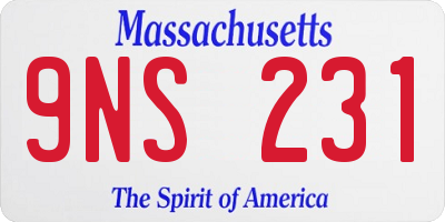 MA license plate 9NS231