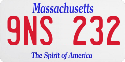 MA license plate 9NS232