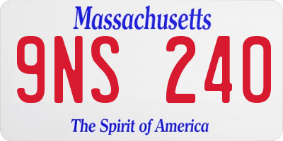 MA license plate 9NS240