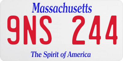 MA license plate 9NS244
