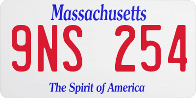 MA license plate 9NS254