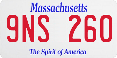 MA license plate 9NS260