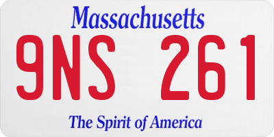 MA license plate 9NS261