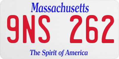 MA license plate 9NS262
