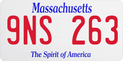 MA license plate 9NS263