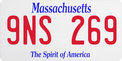 MA license plate 9NS269