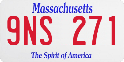 MA license plate 9NS271