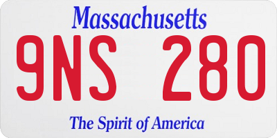 MA license plate 9NS280