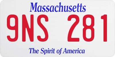 MA license plate 9NS281