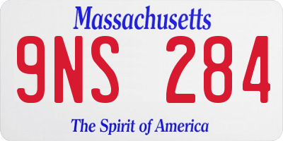 MA license plate 9NS284