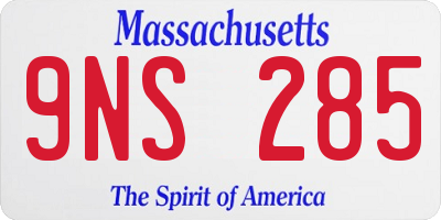 MA license plate 9NS285