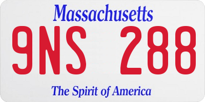 MA license plate 9NS288