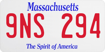 MA license plate 9NS294