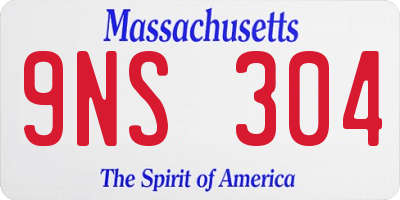 MA license plate 9NS304