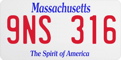 MA license plate 9NS316
