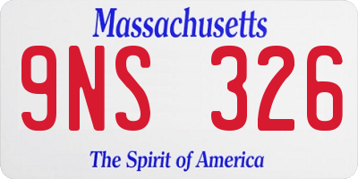 MA license plate 9NS326