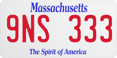 MA license plate 9NS333