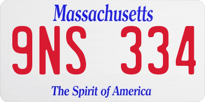 MA license plate 9NS334