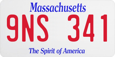 MA license plate 9NS341