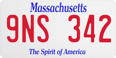 MA license plate 9NS342