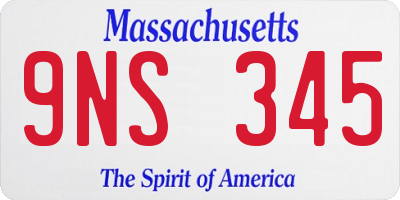 MA license plate 9NS345