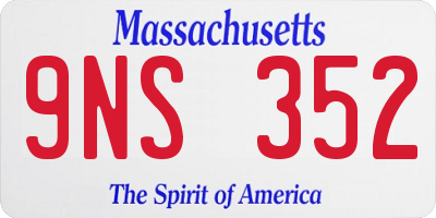 MA license plate 9NS352