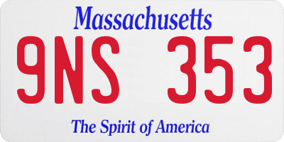 MA license plate 9NS353