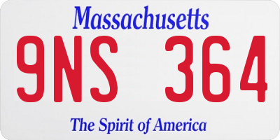 MA license plate 9NS364