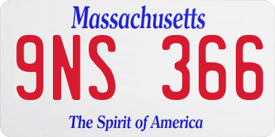 MA license plate 9NS366