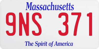 MA license plate 9NS371